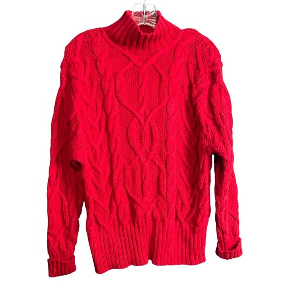 Coldwater Creek Red Cable Knit Turtleneck Sweater L - Picture 5 of 5